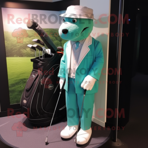 Cyaan golftas mascotte...