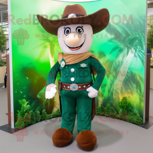 Forest Green Cowboy mascot costume character dressed with a Swimwear and Keychains