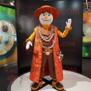 Rust Ring Master mascot costume character dressed with a Playsuit and Necklaces