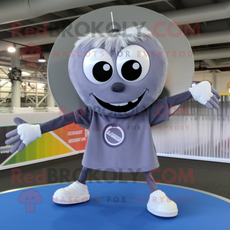 Gray Ping Pong Table mascot costume character dressed with a Circle Skirt and Wraps Gray Ping Pong Table mascot costume character dressed with a Circle Skirt and Wraps