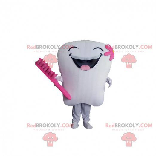 Giant white and pink tooth mascot, tooth costume -
