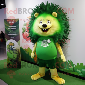 Grön Porcupine maskot...