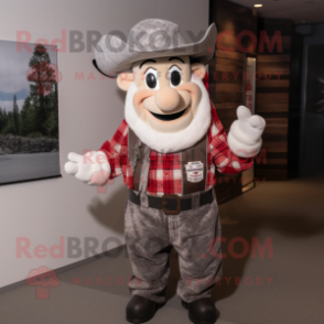 Silver Horseshoe mascot costume character dressed with a Flannel Shirt and Suspenders