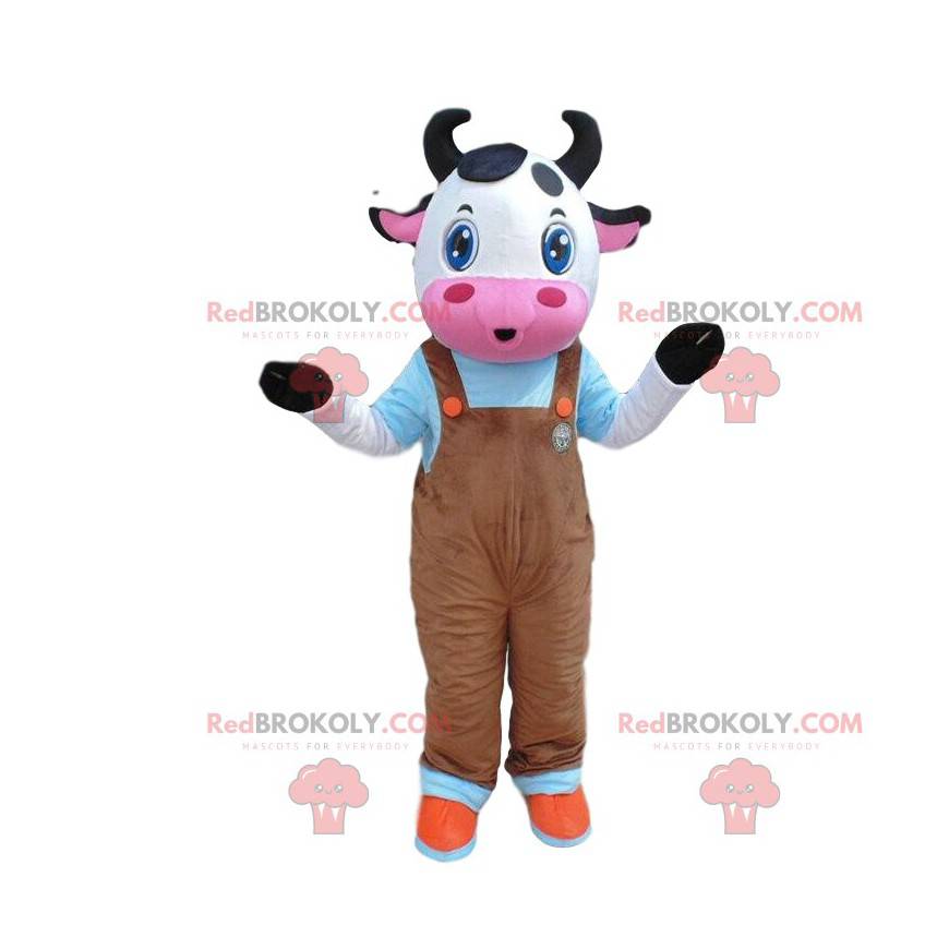 Mascote de vaca vestido, fantasia de vaca gigante -