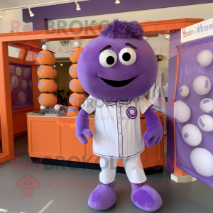 Lavender Meatballs mascot costume character dressed with a Henley Tee and Pocket squares