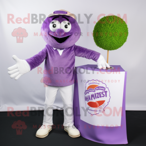 Lavender Meatballs mascot costume character dressed with a Henley Tee and Pocket squares