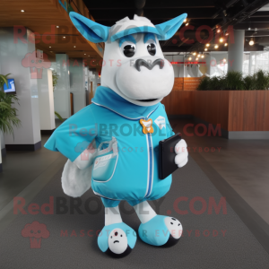 Cyan Guernsey Cow maskot...