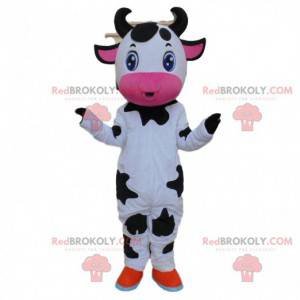 Mascota de vaca blanca, negra y rosa, disfraz de vaca -