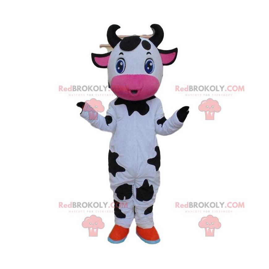 Hvid, sort og lyserød ko maskot, ko kostume - Redbrokoly.com Hvid, sort og lyserød ko maskot, ko kostume - Redbrokoly.com