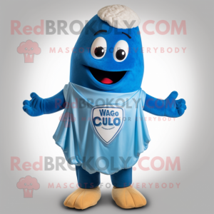 Blue Clam Chowder mascot costume character dressed with a V-Neck Tee and Bracelets