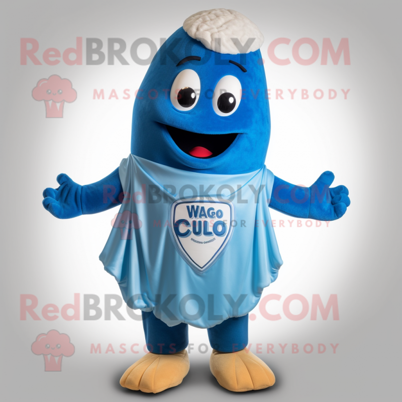 Blue Clam Chowder mascot costume character dressed with a V-Neck Tee and Bracelets Blue Clam Chowder mascot costume character dressed with a V-Neck Tee and Bracelets