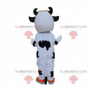 Biała, czarno-różowa maskotka krowa, kostium krowy -