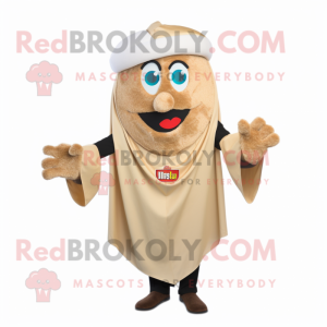 Beige Falafel mascot costume character dressed with a Vest and Rings