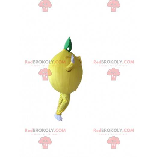 Mascotte limone con occhiali da sole, costume da frutta -