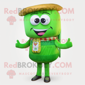 Green Hamburger mascot costume character dressed with a Vest and Scarf clips