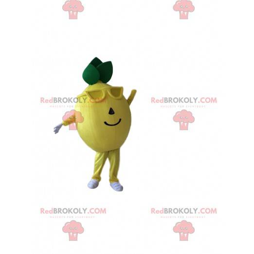 Citronový maskot se slunečními brýlemi, ovocný kostým -
