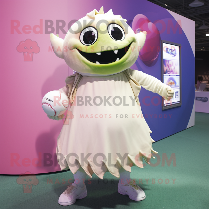 Cream Tuna mascot costume character dressed with a Ball Gown and Bracelets Cream Tuna mascot costume character dressed with a Ball Gown and Bracelets