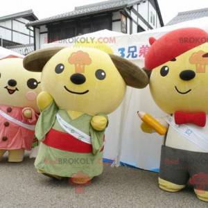 3 mascottes de nounours de dessin animé japonais -