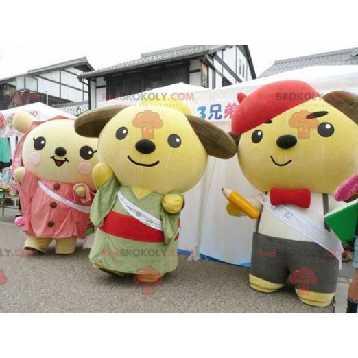 3 Japanese cartoon teddy bear mascots - Redbrokoly.com