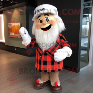 White Chief mascot costume character dressed with a Flannel Shirt and Headbands