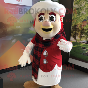 White Chief mascot costume character dressed with a Flannel Shirt and Headbands