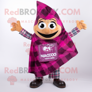 Magenta Nachos mascot costume character dressed with a Flannel Shirt and Scarf clips
