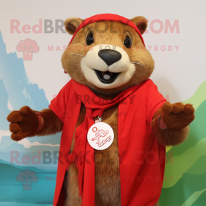 Red Otter mascotte kostuum...