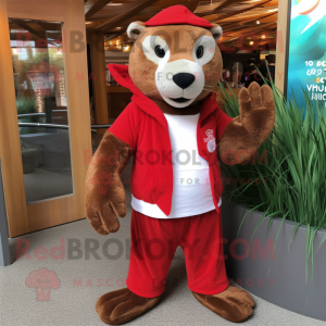 Red Otter maskot kostume...