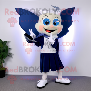Navy Tooth Fairy mascot costume character dressed with a Jacket and Shoe clips