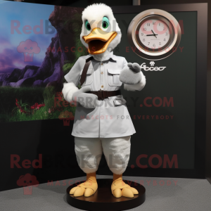 Gray Goose mascot costume character dressed with a Blouse and Bracelet watches