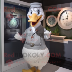 Gray Goose mascot costume character dressed with a Blouse and Bracelet watches