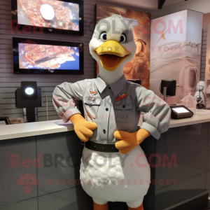Gray Goose mascot costume character dressed with a Blouse and Bracelet watches