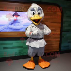 Gray Goose mascot costume character dressed with a Blouse and Bracelet watches