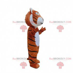 Mascotte de tigre orange, blanc et noir, costume de félin -