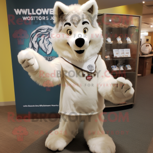 Crème Wolf mascotte kostuum...