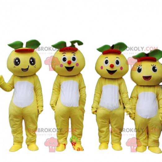 4 grapefruit mascottes, 4 gele fruitkostuums - Redbrokoly.com
