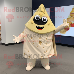 Cream Nachos mascot costume character dressed with a Turtleneck and Tote bags