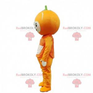 Giant orange mascot, round fruit costume, citrus -