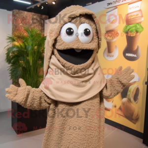 Tan Falafel maskot kostume...