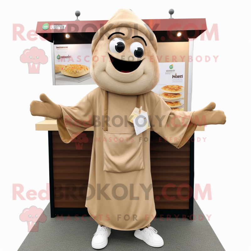 Tan Falafel mascot costume character dressed with a Hoodie and Earrings