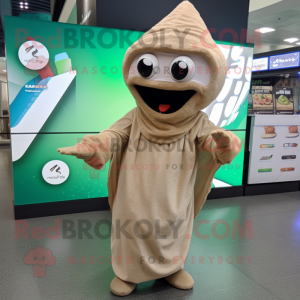 Tan Falafel maskot kostume...