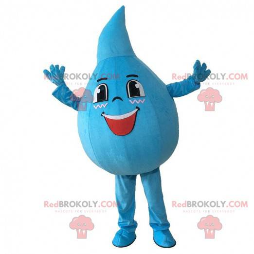 Mascotte de goutte bleue géante, costume en forme de goutte -