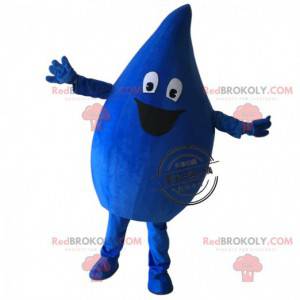 Mascotte de goutte bleu foncée, costume de goutte géante -