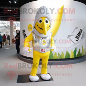 Silver Banana mascot costume character dressed with a Polo Tee and Belts