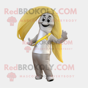 Silver Banana mascot costume character dressed with a Polo Tee and Belts