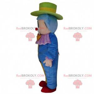 Mascotte clown colorato, costume da circo, acrobata -