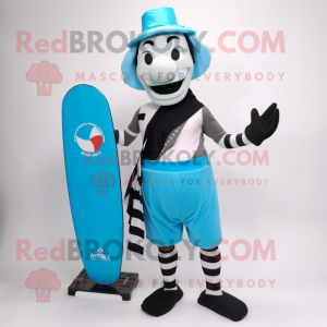 Cyan Mime maskot kostume...