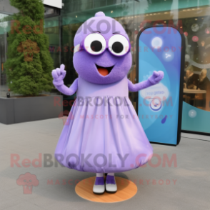 Lavender Phone mascot costume character dressed with a Circle Skirt and Sunglasses