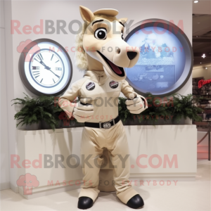 Beige Mare maskot kostume...