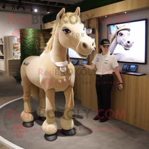 Beige Mare mascotte kostuum...